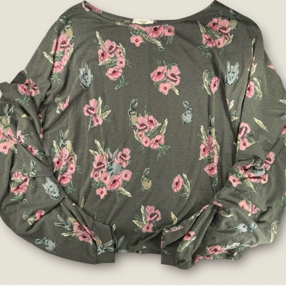 Easel Floral Print Top - Pink and Olive - Picture 2 of 6